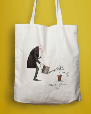 Bolsa Charles Darwin con ilustración serigrafiada de Iban Barrenetxe - Nórdica