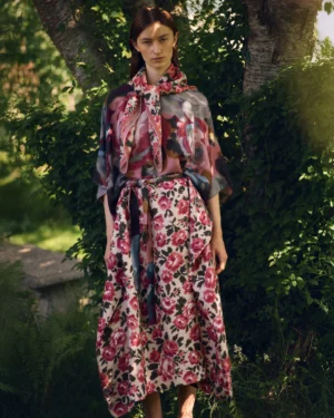 Alexandra Silk Dress - Pink&Blue