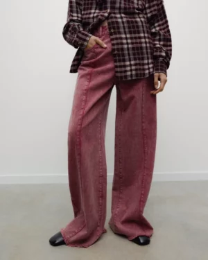 TNS Denim Woman Wide Leg Trouser Rumba Red